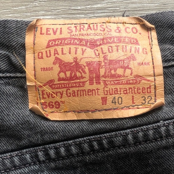 Levi’s 569 Black Denim Jeans With Frayed Hem Size 28 W40 L32 - Picture 11 of 12